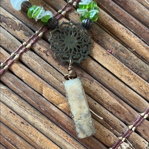 Raw Druzy Quartz Bar Necklace – Earthy Boho Style - Picture 10 of 14
